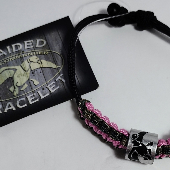 Duck Commander: Braided Bracelet Pink/Black/Brown Camo Adjustable Sliding Knots - Picture 4 of 11